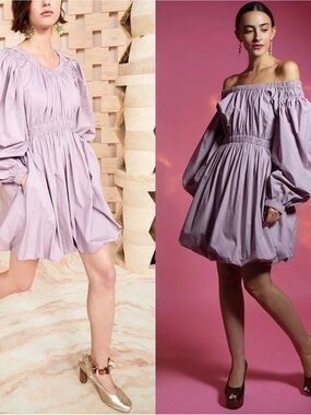 Ulla Johnson Martine Tanzanite Light Purple Bubble Hem Cotton Mini Dress Size 6